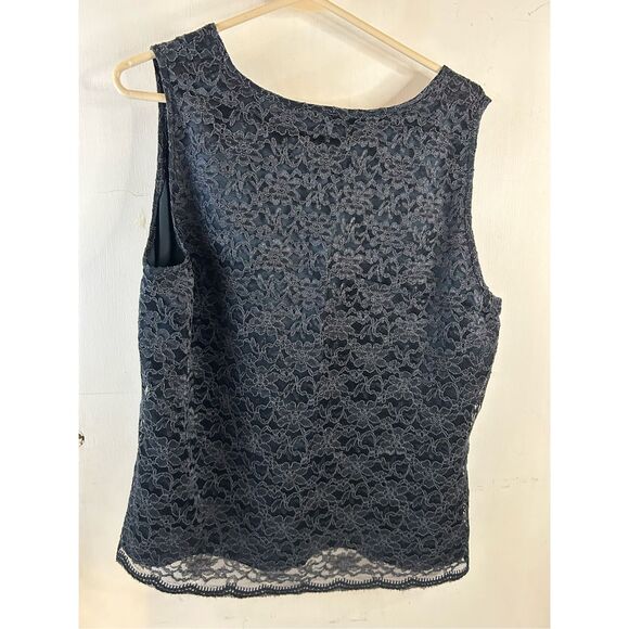 Terry Lewis size 20 2x black lace overlay tank rayon blend new - Picture 6 of 8